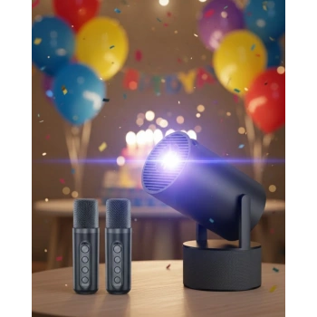 Akıllı Projeksiyon Cihazı Karaoke Mikrofonlu 1080p Android Yeni Nesil