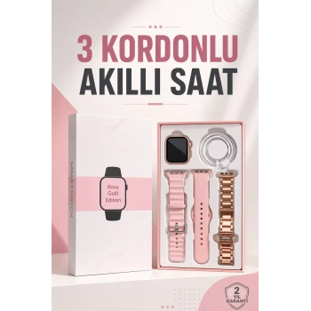Akıllı Saat Amoled Ekran 3 Kordonlu Aksesuar Hediyeli Sesli Görüşme