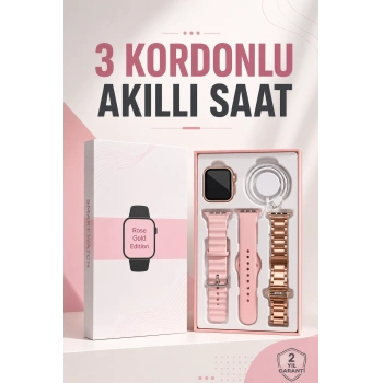 Akıllı Saat Amoled Ekran 3 Kordonlu Aksesuar Hediyeli Sesli Görüşme