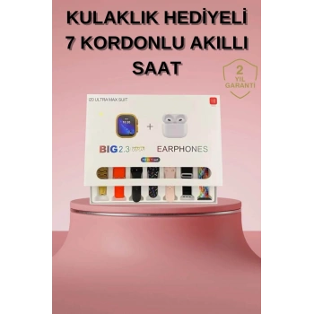 Akıllı Saat Bluetooth Kulaklık Hediyeli Bildirim Görme Sesli Görüşme Çoklu Kordon
