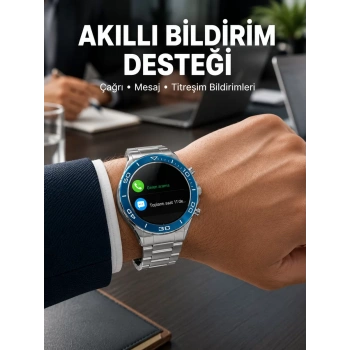 Akıllı Saat Çelik Kordonlu Amoled Ekran Android Ve İos Uyumlu Çağrı Cevaplayabilen Yeni Nesil