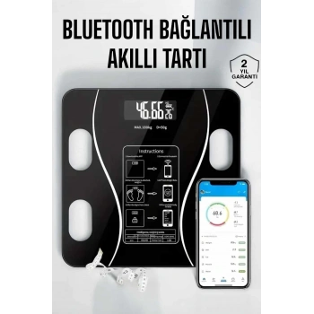 Akıllı Tartı Bluetooth Bağlantılı Yağ Ölçebilen Tartı Yeni Nesil