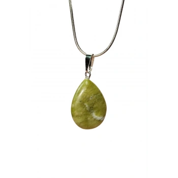 Akuamarin Doğal Taşı Zincirli El Yapımı Kolye Uç: 3 cm Zincir: 20 cm Kutulu