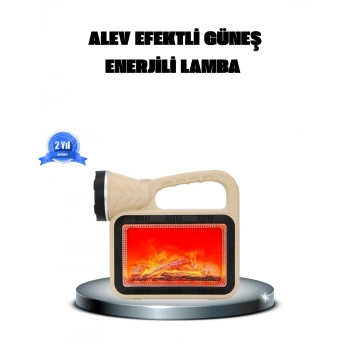 Alev Efektli Solar Lamba Cob Işıklı Taşınabilir Bahçe Kamp Aydınlatma
