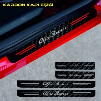 Alfa Romeo Tüm Modelleri İçin Uyumlu Aksesuar Oto Kapı Eşiği Sticker Karbon 4 Adet