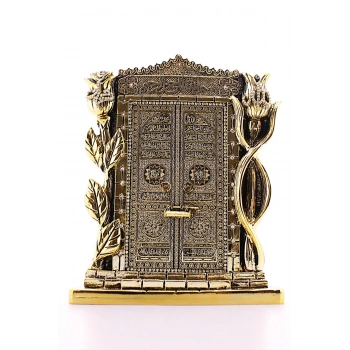 Allah Muhammed Yazılı Gül Kabe Kapısı Gold Biblo 25 cm-024