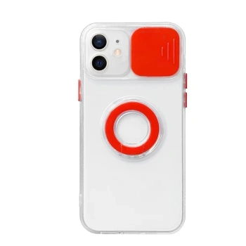 Ally İphone 12 Mini 5.4inç Kılıf Sürgülü Kamera Lens Korumalı Yüzük Standlı Silikon Kılıf