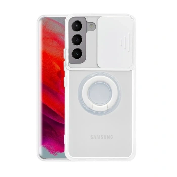 Ally Sm Galaxy S22 Plus Kılıf Sürgülü Kamera Lens Korumalı Yüzük Standlı Silikon Kılıf