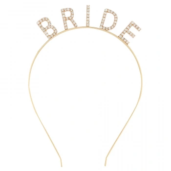 Altın Gold Renk Bekarlığa Veda Kristal Taş Bride Tacı İthal 16x10 cm