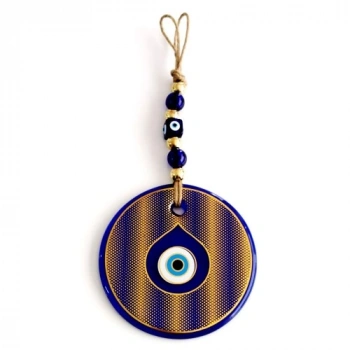 Altın Sarısı Yaldızlı Damla Göz Modelli Cam Duvar Süsü