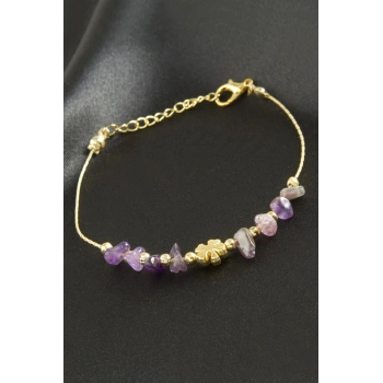 Amatist Kırık Doğaltaş Bileklik