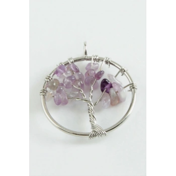 Ametist Kalp Doğaltaş Kolye Ucu