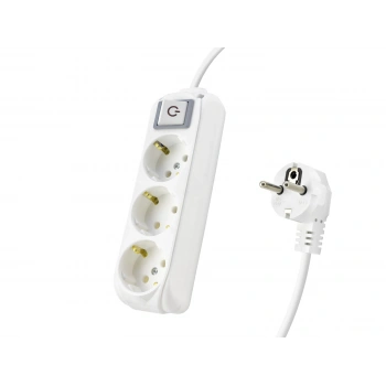 Anahtarlı Topraklı Uzatma Kablosu 3X Priz 2 M - Beyaz 9230202