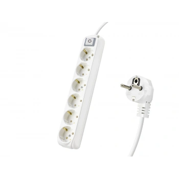 Anahtarlı Topraklı Uzatma Kablosu 6X Priz 3 M - Beyaz 9260203