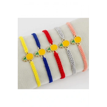 Ananas Figürlü Makrome Örgülü Bileklik