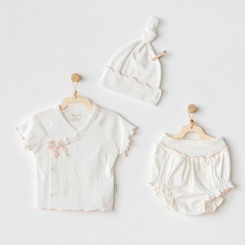 Andywawa AC25899 3Lü Basic Bebe Takım Ekru