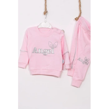 Angel Kanat Detaylı % 100 Pamuk Kız Bebek Takımı