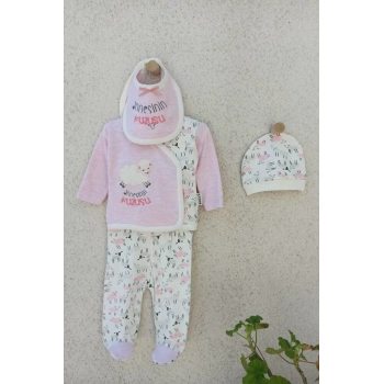 Annesinin Kuzusu Şapkalı Eldivenli 5li Kız Zıbın Seti 0-3 Ay