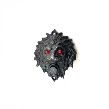 Antika Tarz Dekoratif Pirinç Aslan Kapı Zili - 100x78 mm, Oksit, Led Işıklı