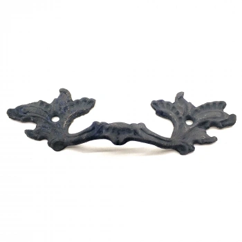 Antika Tarz Dekoratif Pirinç Çiçek Kapı Kulbu - 30x110 mm, Oksit