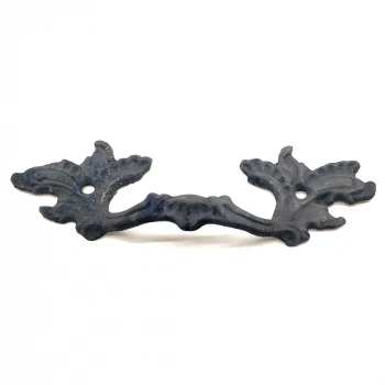 Antika Tarz Dekoratif Pirinç Çiçek Kapı Kulbu - 40x125 mm, Oksit