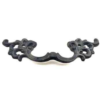 Antika Tarz Dekoratif Pirinç Çiçek Kapı Kulbu - 44x148 mm, Oksit