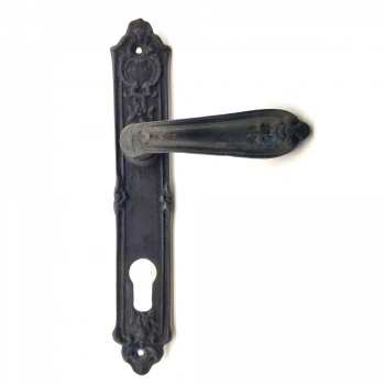 Antika Tarz Dekoratif Pirinç Çiçekli Yale Kapı Kolu - 240x40 Mm, Oksit