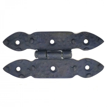 Antika Tarz Dekoratif Pirinç Düğmeli Menteşe - 117x57 mm, Oksit