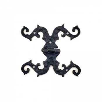 Antika Tarz Dekoratif Pirinç Süslü Menteşe - 100x90 Mm, Oksit