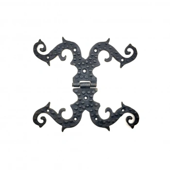 Antika Tarz Dekoratif Pirinç Süslü Menteşe - 190x170 Mm, Oksit