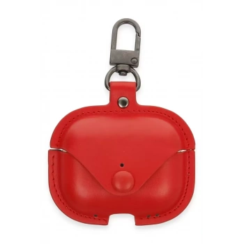 Apple Airpods Pro 2 (2.nesil) Çanta Deri Kılıf - Kırmızı