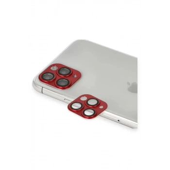 Apple iPhone 11 Pro Max Pers Alüminyum Kamera Lens - Kırmızı