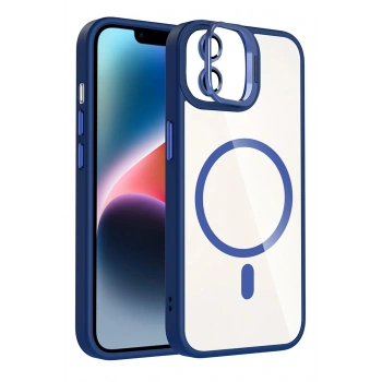 Apple iPhone 11 Remim Lensli Magsafe Standlı Kapak - Lacivert