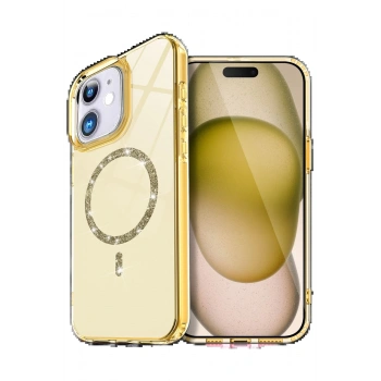 Apple iPhone 12 Live Diamond Magsafe Kapak - Sarı