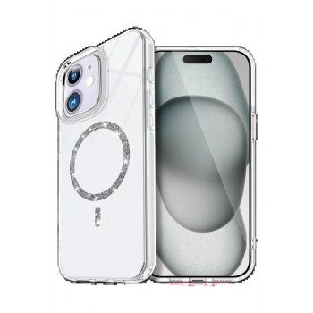 Apple iPhone 12 Live Diamond Magsafe Kapak - Şeffaf