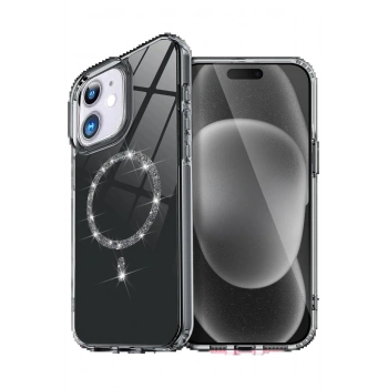 Apple iPhone 12 Live Diamond Magsafe Kapak - Siyah