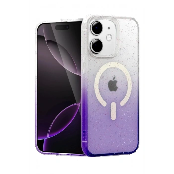 Apple iPhone 12 Pummel Shiny Magsafe Kapak - Mor