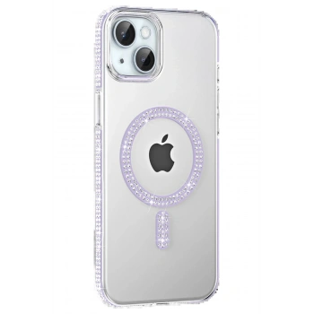 Apple iPhone 14 Move Taşlı Magsafe Kapak - Lila