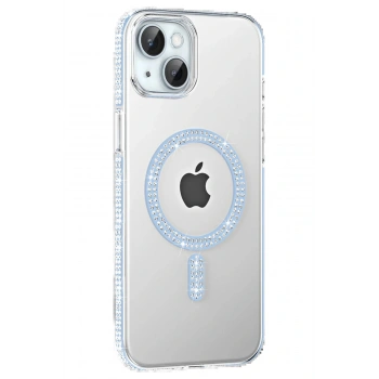 Apple iPhone 14 Move Taşlı Magsafe Kapak - Mavi