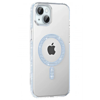 Apple iPhone 14 Move Taşlı Magsafe Kapak - Mavi