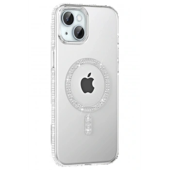 Apple iPhone 14 Move Taşlı Magsafe Kapak - Natural Grey