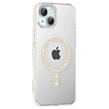 Apple iPhone 14 Move Taşlı Magsafe Kapak - Pembe