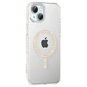 Apple iPhone 14 Move Taşlı Magsafe Kapak - Pembe