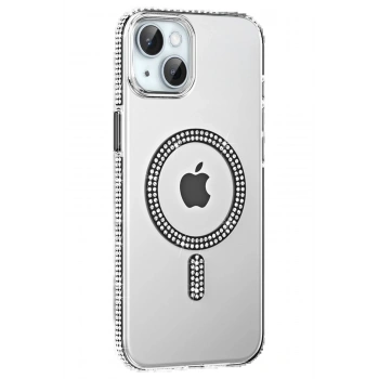 Apple iPhone 14 Move Taşlı Magsafe Kapak - Siyah