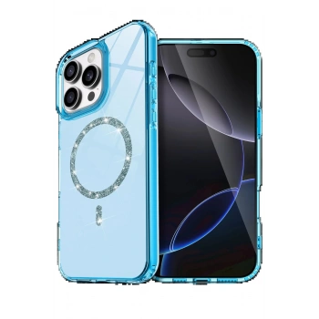 Apple iPhone 14 Pro Max Live Diamond Magsafe Kapak - Mavi