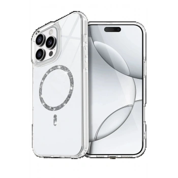 Apple iPhone 14 Pro Max Live Diamond Magsafe Kapak - Şeffaf