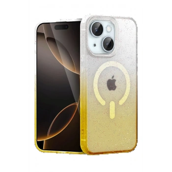 Apple iPhone 14 Pummel Shiny Magsafe Kapak - Gold