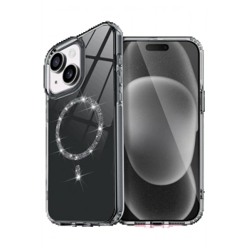 Apple iPhone 15 Plus Live Diamond Magsafe Kapak - Siyah