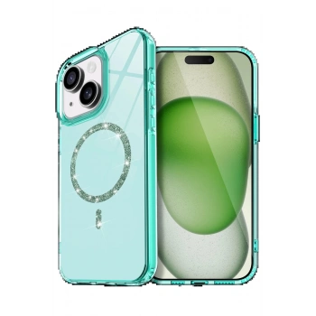 Apple iPhone 15 Plus Live Diamond Magsafe Kapak - Yeşil