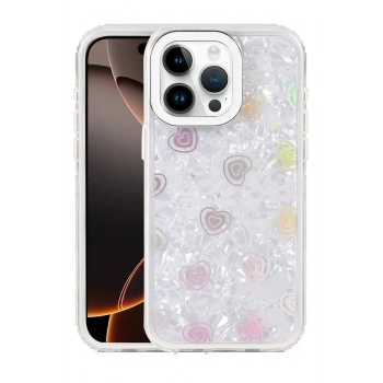 Apple iPhone 15 Pro Lumi Desenli Kapak - Beyaz